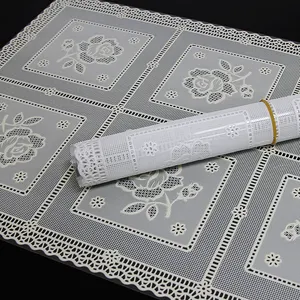 Customized Heat Resistant Table Mats Plastic Placemat Lace Shape PVC Pressed Placemats Vinyl Colorful Placemat