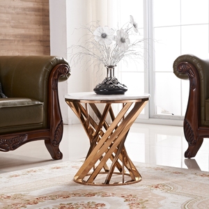 HYC-T304 Minimaliste lumière luxe canapé côté armoire salon <span class=keywords><strong>table</strong></span> <span class=keywords><strong>de</strong></span> <span class=keywords><strong>chevet</strong></span> en acier inoxydable <span class=keywords><strong>marbre</strong></span> petite <span class=keywords><strong>table</strong></span> basse pour hôtel - Product Image 1