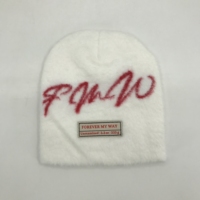 Unisex Winter Beanie Hoed Met Custom Logo Mohair Buiten Geweven Label Stripfiguur Afdrukken Houden Warme Beeldstijl