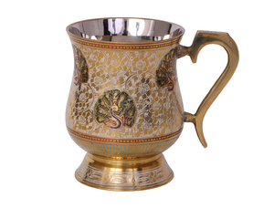 Tasse de bière paon blanc de style moderne antique peinte à la main tasse de bar plaquée unique pour pub à la maison ou comme antiquaire - Product Image 6