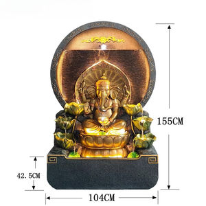 गैनेश ने एलईडी रोशनी के साथ पानी के फव्वारे को आशीर्वाद दिया-दक्षिण-पूर्व एशियाई हाथी देवता घर, कार्यालय के सजावट के लिए - Product Image 6