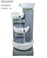 Ornement de jardin en résine, décoration d'intérieur, fontaine à eau avec lumière LED, cascade, design zen asiatique, montage au sol, fontaine d'eau extérieure