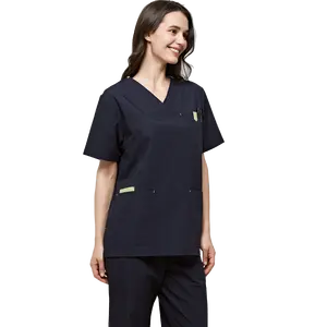 Medical Scrubs Unisex V Neck Nurse Uniform Anno Medical Scrub Uniform Green OEM Spandex Doctor Support