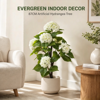 Pohon Hydrangea Buatan Berkualitas Tinggi 87CM, Bunga Palsu dalam Pot, Tanaman Buatan untuk Dekorasi Rumah dan Taman Dalam Ruangan