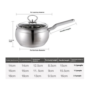 Bộ nồi inox kiểu Hàn Quốc cổ điển, thiết kế hiện đại, không từ tính, 201, dùng được cho mì, súp và sữa - Product Image 5