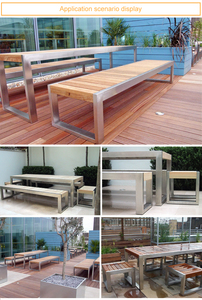Fábrica al por mayor Patio al aire libre Jardín Muebles de calle <span class=keywords><strong>Mesa</strong></span> de <span class=keywords><strong>picnic</strong></span> de <span class=keywords><strong>madera</strong></span> y Banco - Product Image 6