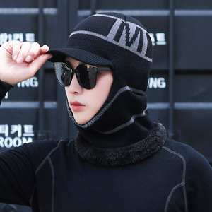 Men's Winter Knitted Balaclava Hat With Cap Windproof Warm Neck Cover Striped Design For Cycling Outdoor Activities - Product Image 4
