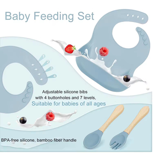 9 piezas OEM succión BPA libre silicona vajilla bebé comer alimentación juego <span class=keywords><strong>con</strong></span> cuchara babero tazón <span class=keywords><strong>plato</strong></span> Sippy taza tapa - Product Image 2