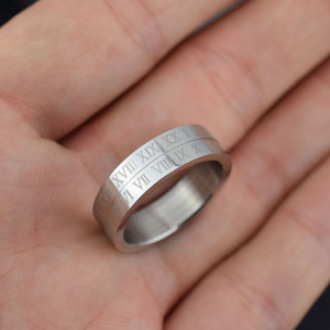 Bague rotative en acier inoxydable au design de niche de luxe léger, tailles multiples, unisexe, avec chiffres romains, bijoux tendance, vente en gros - Product Image 1