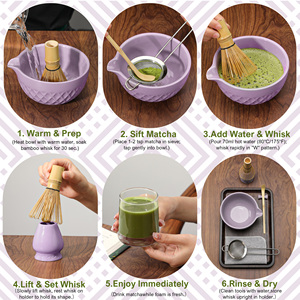 Traditional Japanese 7pc Matcha <b>Set</b> Classic Ceramic Bowl Bamboo Whisk <b>Tea</b> Scoop Porcelain Pottery Rhombus Bowl-for Matcha <b>Tea</b> - Product Image 6