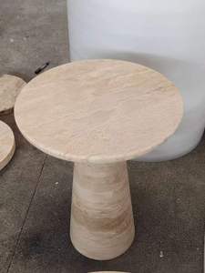Table d'appoint en marbre WBERT, base en piédestal, style minimaliste moderne, meubles faits à la main pour le salon - Product Image 3