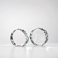 Ornement en cristal tournesol rond, taillé en diamant, à facettes, gravé au laser 3D, avec logo personnalisé, 80mm 100mm, cadeau de récompense, vierge, vente en gros, OEM