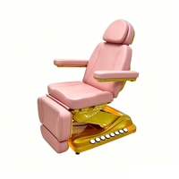 Lit de massage chauffant de luxe pour salon de beauté, extra large, base en acier inoxydable doré, lit de beauté électrique pour spa, table de massage