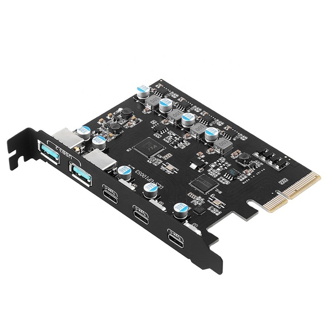MEO 10Gbps PCIe X4 to USB 3.2 Gen2 Type C Adapter Converter 2+3 Ports Expansion Card with ASM3142 VL822 (In Stock)