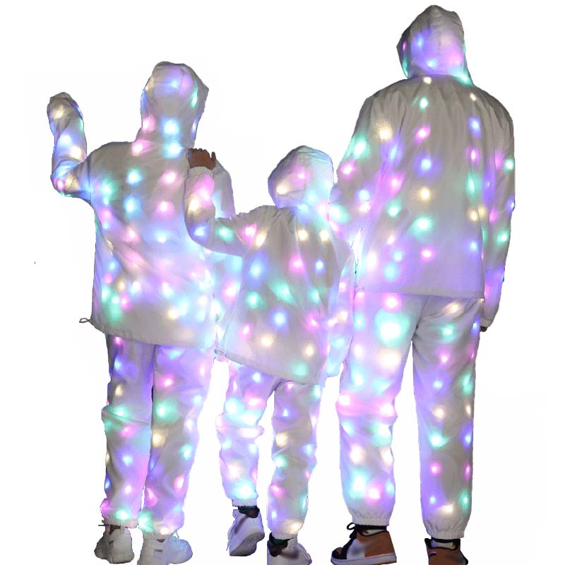 Factory Light Up Led Anzug Leuchtende Jacken hose Set Tanz kostüm Hoodie Festival Party Glühende Kleidung LED Light Up Jacken mantel