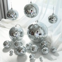 Ensemble de boules disco de grande taille, boules disco miroir argentées, décorations pour arbre de Noël, boules réfléchissantes avec anneau de suspension, décoration pour fête et mariage