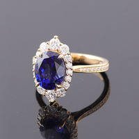 Bijoux personnalisés en or véritable 10k/14k/18k Bague en saphir de laboratoire de taille ovale de 3 carats Bagues de mariage Bijoux de mode