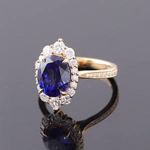 Bijoux personnalisés en or véritable 10k/14k/18k Bague en saphir de laboratoire de taille ovale de 3 carats Bagues de mariage Bijoux de mode - Product Image 5
