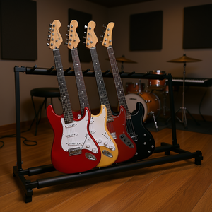 GRack 9N1 Rack per Chitarre, Supporto Pieghevole in Metallo a 9 Scomparti, Espositore da Terra Sicuro per Chitarre Multiple - Product Image 2