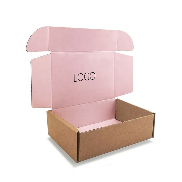 Wholesale Custom Eco Friendly Printed Blank Colored Pink Packaging Mailer Boxes Kraft Rigid Corrugated Shipping Box with logo