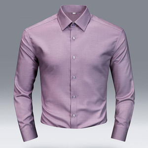 Camicie Lunghe di Alta Qualità in <span class=keywords><strong>Lana</strong></span> per Uomo, Vestibilità Slim, Camicia Formale Tinta Unita, Top da Lavoro Morbidi, Abbigliamento Elegante per Affari - Product Image 1