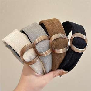 طوق شعر نسائي على الموضة على الطراز الكوري ، حلقة شعر كاجوال ، إكسسوارات شعر بالضغط ، ذكرى سنوية فاخرة خفيفة بحافة واسعة - Product Image 1