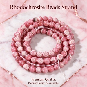 Cuentas Redondas Pulidas de Rodocrosita Argentina Natural para la Creación de Joyería DIY, Pulseras y Collares de Feng Shui - Product Image 1