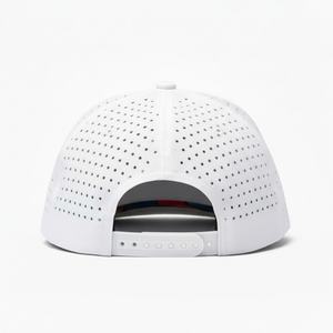 OEM Custom Mesh Perforated <b>Hat</b> Logo 5 Panel <b>Flat</b> Brim Snapback Waterproof Rubber Patch Golf <b>Cap</b> - Product Image 4