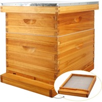 10-Rahmen-Holz-Bienenstockboden mit Wabenstruktur, getränkt in 100 % Bienenwachs – Set enthält 1 tiefe und 1 mittlere Box
