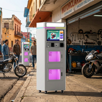 Máquina de limpieza de cascos para almacenes con atomización y esterilización UVC, ideal para talleres de reparación de motocicletas y estacionamientos.