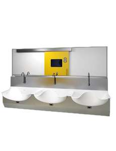 FY-SS02 Double places en forme de coquille <span class=keywords><strong>brosse</strong></span> main <span class=keywords><strong>piscine</strong></span> Corian 304 acier inoxydable Induction eau électronique meubles d'hôpital - Product Image 2