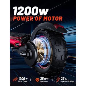 OOTD J11 MAX Trottinette électrique pour adultes Moteur 1200W Vitesse 35 MPH Batterie 48V 18AH Autonomie 33 miles Trottinette électrique routière - Supporte 150 kg 60km - Product Image 6