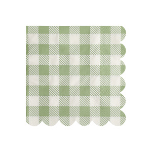 Light Green Checkered Paper Napkins 330mm Disposable For Themed Party Decorations - Product Image 5