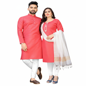 Ropa india y pakistaní para hombre, pijama Kurta y mujer, conjunto Kurti para boda y fiesta, combinación de pareja - Product Image 1