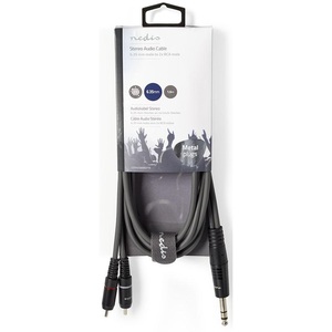 Câble audio stéréo 6,35 mm vers 2 RCA, 1,5 m, gris, pour connexion d'équipement audio - Product Image 2