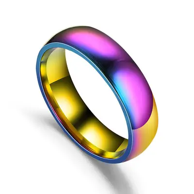 Fashion Angst Balans Magneet Ring Kleurrijke Regenboog Roestvrij Stalen Ringen Voor Mannen Vrouwen