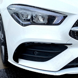 Mercedes-Benz CLA C118 Front Bumper Canard Lip ABS Piano Black Carbon Fiber Texture Exterior Modification - Product Image 1