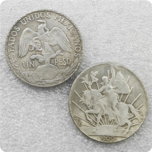 Monedas Conmemorativas Antiguas de 1 Peso México (1909, 1910, 1912, 1914) con Diseño de <span class=keywords><strong>Caballito</strong></span> (Grito de Dolores) - Product Image 1