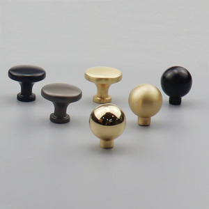 Modern Minimalist Furniture <b>Handle</b> And Knob Aluminum Alloy Single Hole Wardrobe Drawer Durable Round Black Gold - Product Image 3