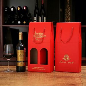 Bolsas de Regalo para Vino Tinto Reutilizables con Logotipo Personalizado, Paquete de 2, Papel Corrugado, Bolsa de Regalo de Papel para Vino Navideña, Venta al por Mayor - Product Image 4