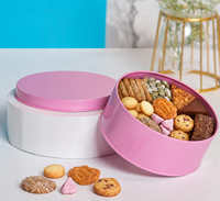 Boîtes en métal rondes en gros pour biscuits avec couvercle, personnalisables avec logo, pour la pâtisserie et l'emballage cadeau