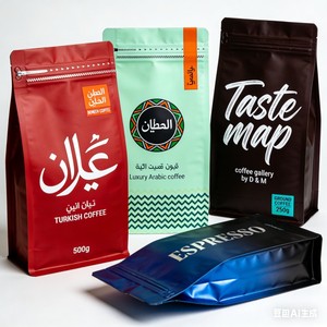 Sachet de café à fond plat personnalisé avec valve unidirectionnelle et fermeture éclair à languette pour 250g 500g de grains de café turc ou arabe - Product Image 2