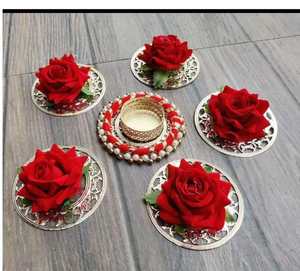 Bougeoir en métal Vibrant Rose Flower Rangoli pour la décoration intérieure Atmosphère invitante pour Diwali et autres festivals - Product Image 2
