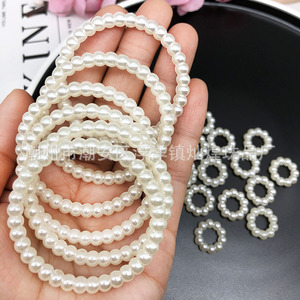 Anillo de perlas de imitación, accesorios para el cabello con cuentas de color blanco roto para uso diario, hecho en Chaozhou - Product Image 4
