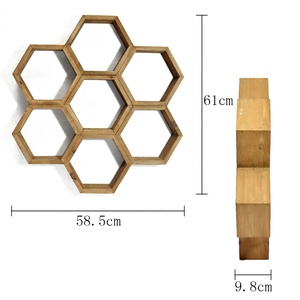 Hexagon Wall Decoration Floating Shelves Hot Sale Home Decor Floating Hexagon Wall Shelf Wholesale Handicraft Wooden Hexagon Geometric Wall Storage Shelf Chinese Wood