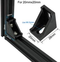 YouQi — support d'angle noir en aluminium en Extrusion 2020, support avec fente de 6mm, 2028 2020