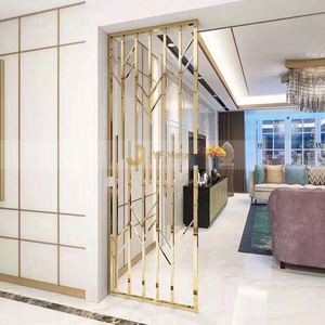 JINYIFAN ANN022 Écran personnalisé multifonctionnel durable au design moderne, thème artistique de luxe, pour hôtel de type boutique, en acier inoxydable plaqué or - Product Image 6