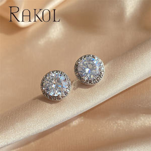 RAKOL EP2533 Pendientes sueltos de circonita cúbica pequeños y simples para mujer - Product Image 1