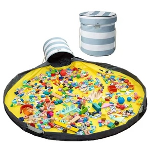 Panier de rangement pliable en toile pour enfants, sac de rangement pour jouets et tapis de jeu - Product Image 1