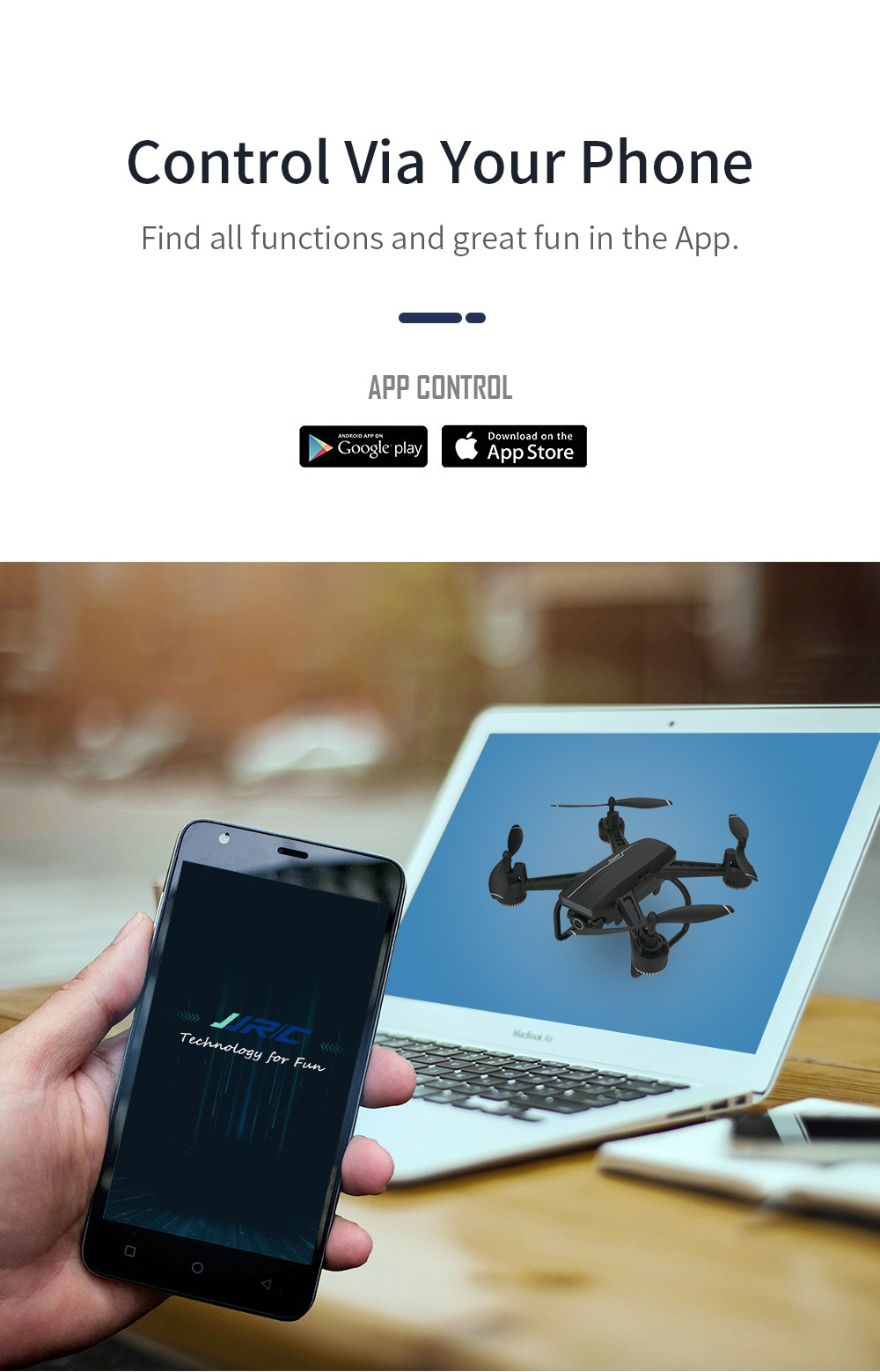 JJRC H86 Drone, control via your phone find all functions and great fun in the app 